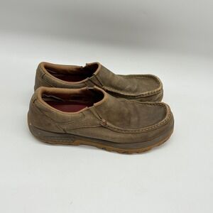 Twisted X Mens 8.5M Brown Bomber Leather Moc Slip On Casual Comfort Shoes